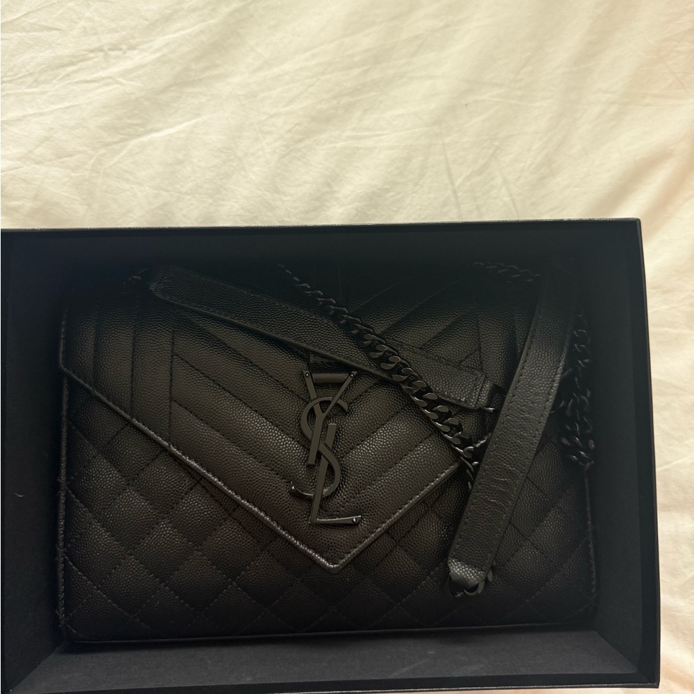 Yves Saint Laurent Black Chevron Crossbody Bag